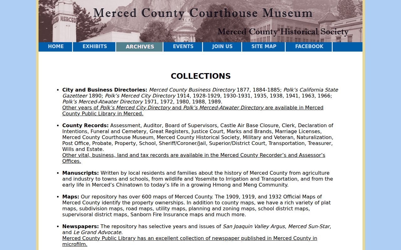 Los Banos city directory archive holdings at the Courthouse Museum