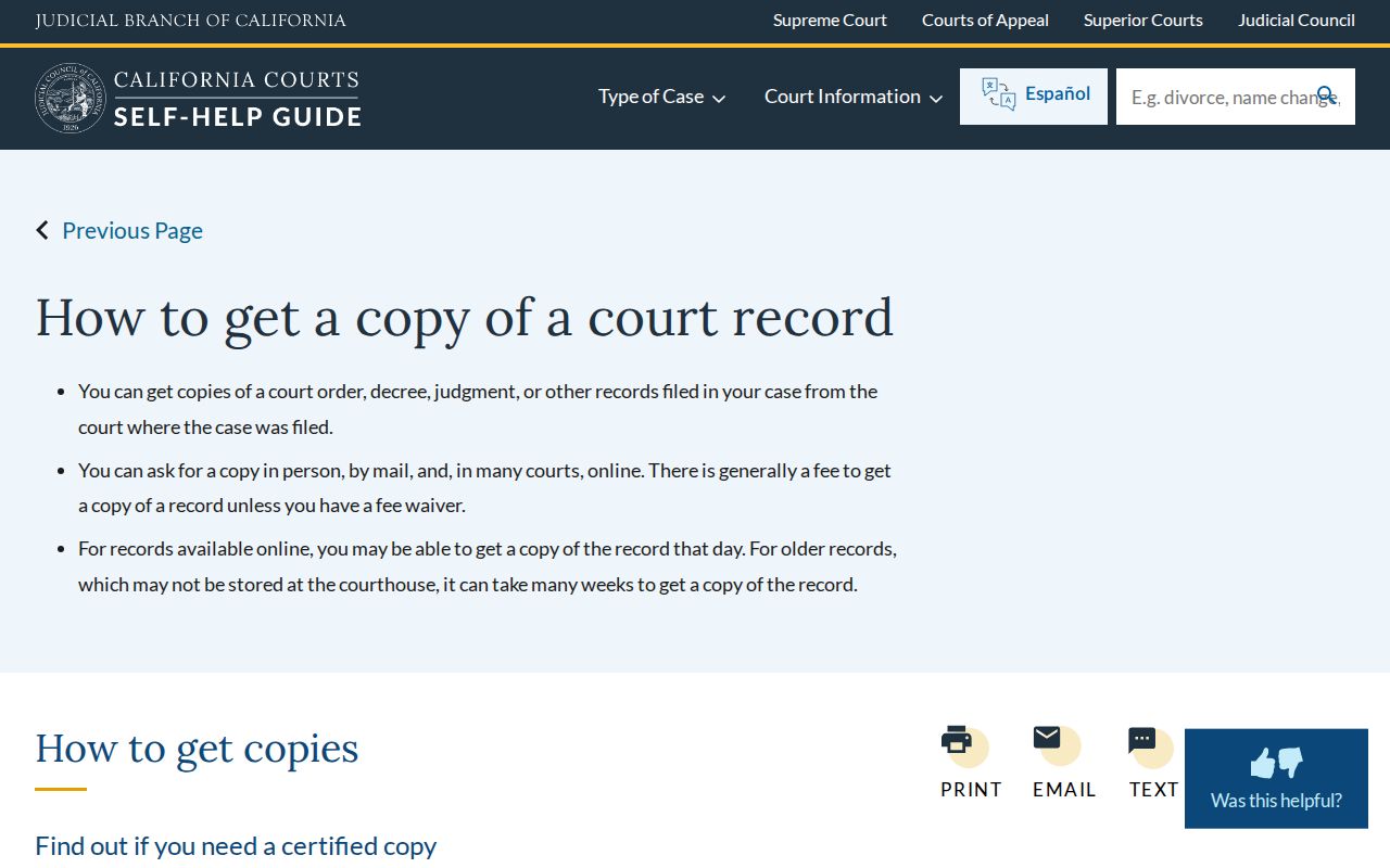 Los Banos resident lookup California court copy record guidance