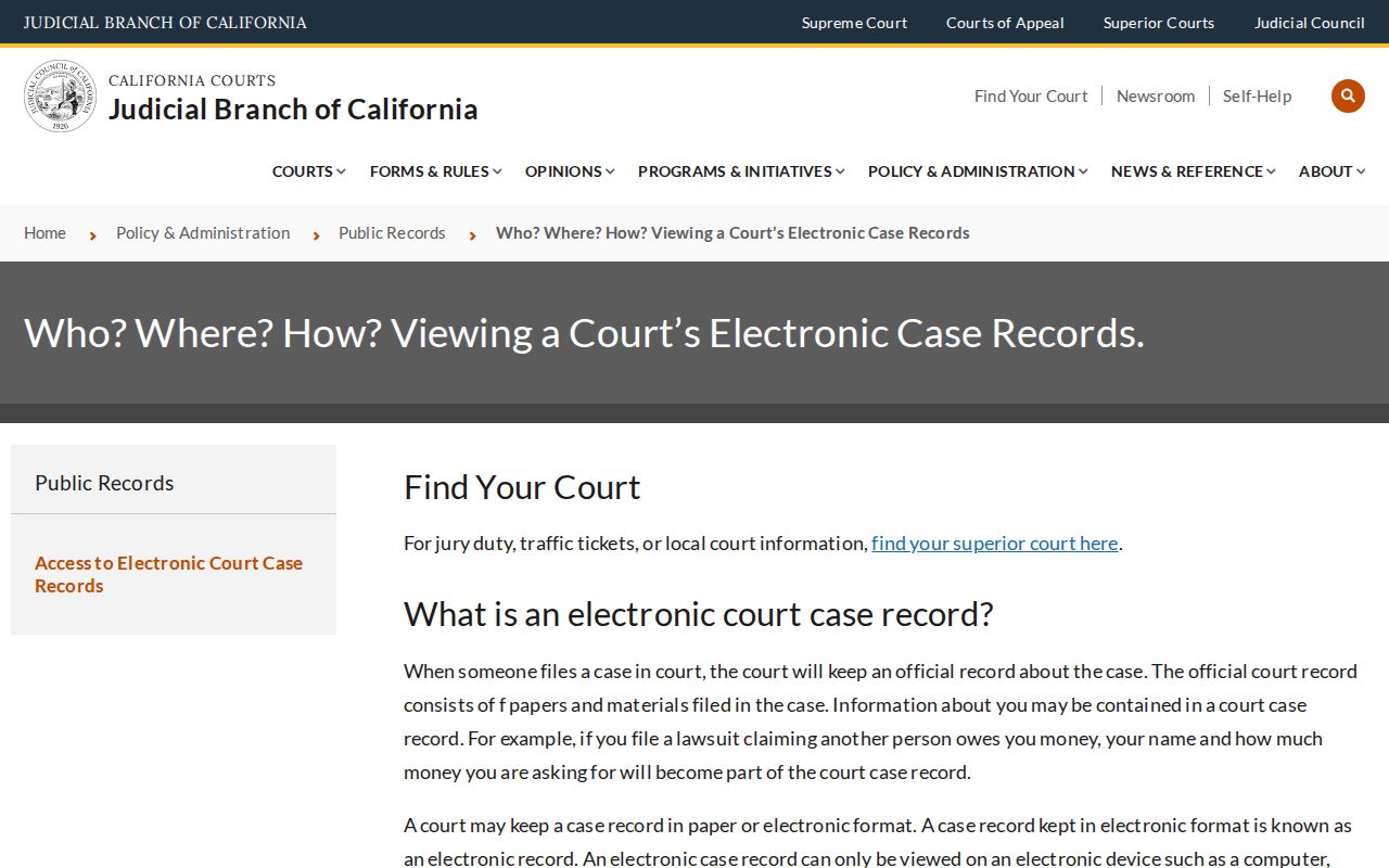 Los Banos resident lookup California court electronic record access rules