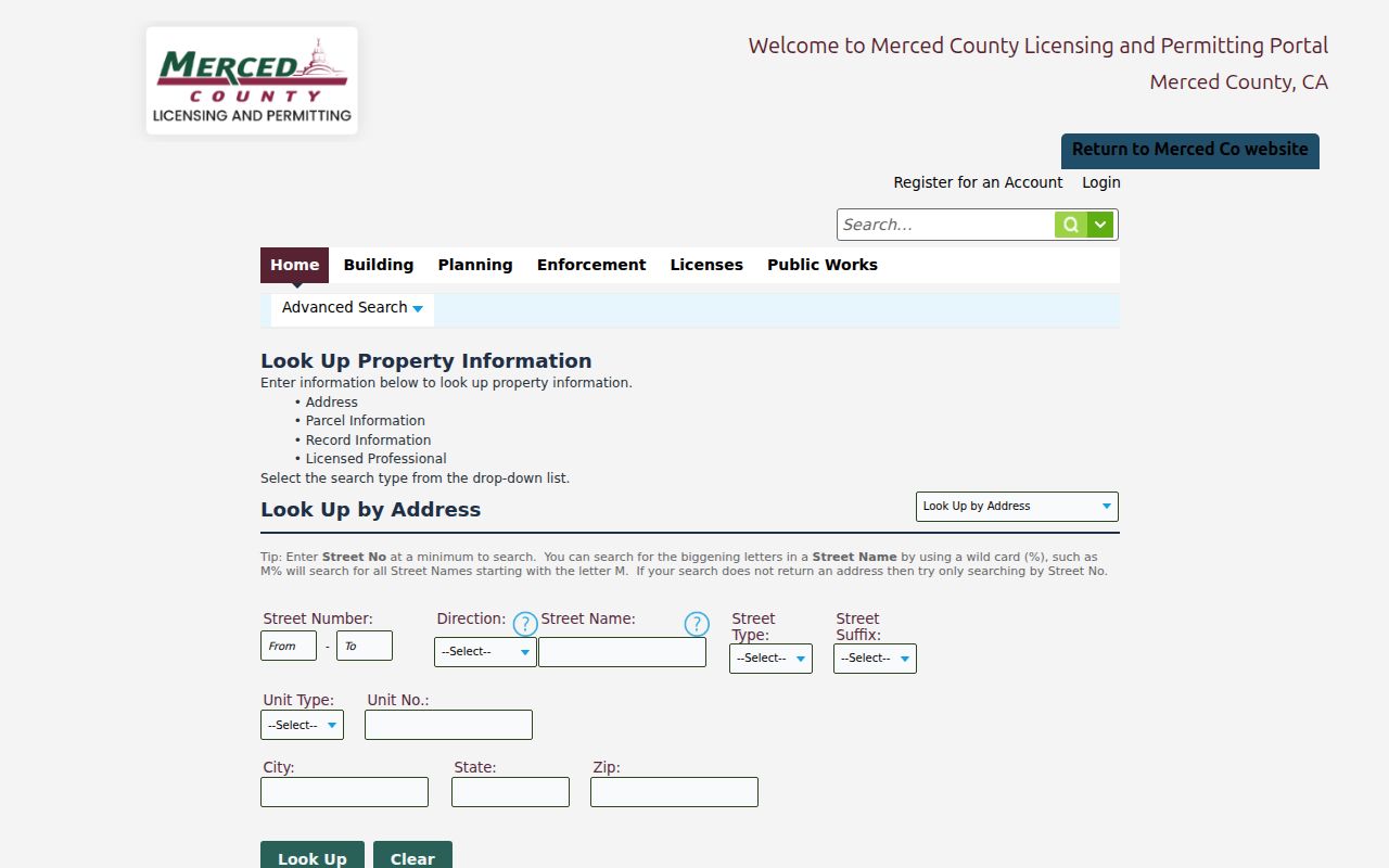 Los Banos ZIP code directory Accela address and parcel lookup